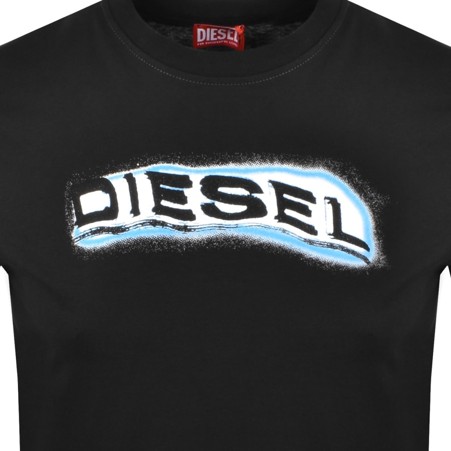 【送料&関税込】Diesel T-shirt T-adjust-r4 T-ADJUST-R4 black T-shirt with logo print brand DIESEL